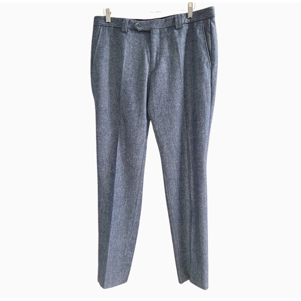 Men's Wool Blend Trouser Pants Blue Size 36 Comfort‎ Waistband